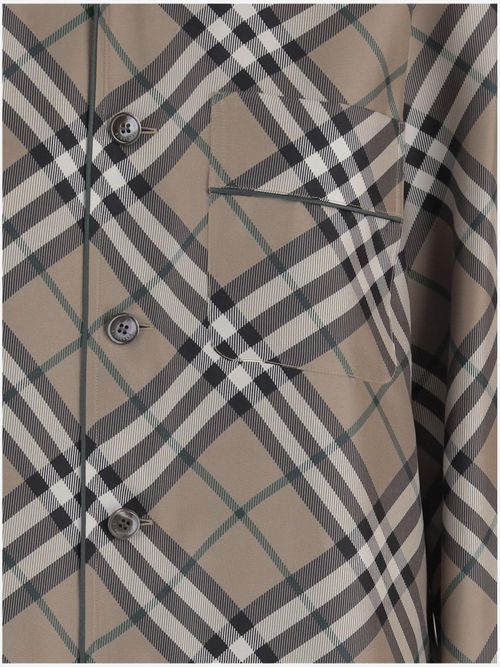 Silk Check Shirt — Beige