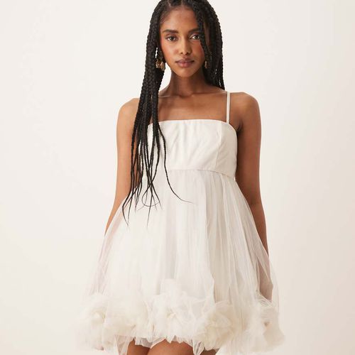 Lace Sleeve Babydoll Mini Dress- Ivory main image 1