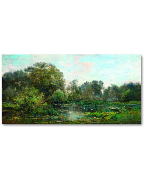 River With Storks Canvas Wall Art