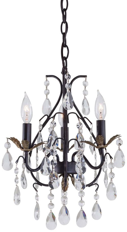 3-Light 13" Traditional Chandelier in Castlewood Walnutt with Silver Highlight