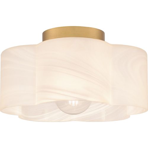 Brushed Weathered Brass One Light Semi Flush Mount from the Quoizel Semi-Flush Mount Collection
