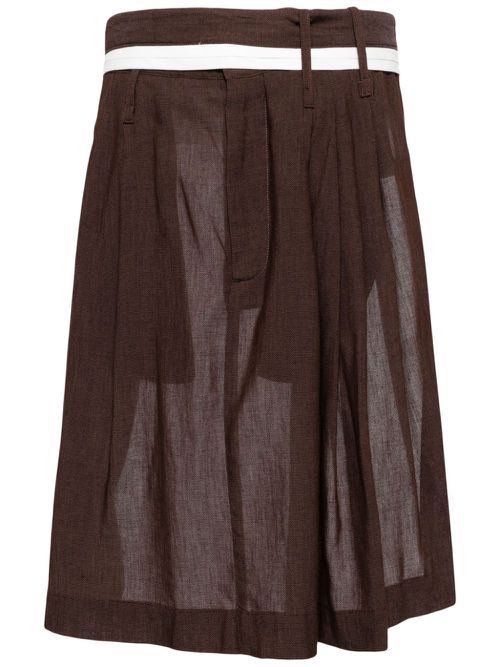 Pleated belted skirt - Brown