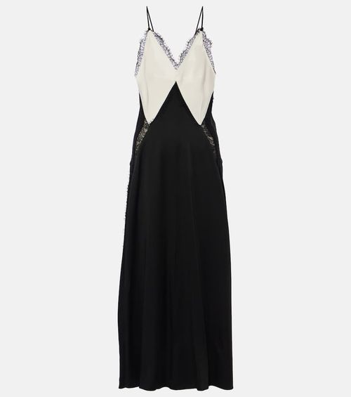 Lace-trimmed satin slip dress