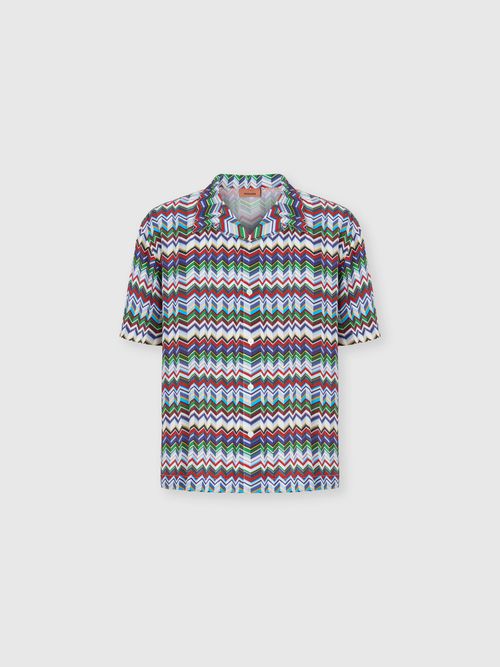 Missoni - Bowlinghemd aus Viskose mit unregelmäßigem Zickzackdruck, Herren, Mehrfarbig, Größe