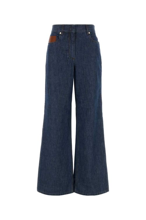 Wide-Leg Cotton Jeans — Navy