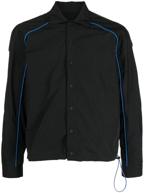 Rear-logo print shirt jacket - Black