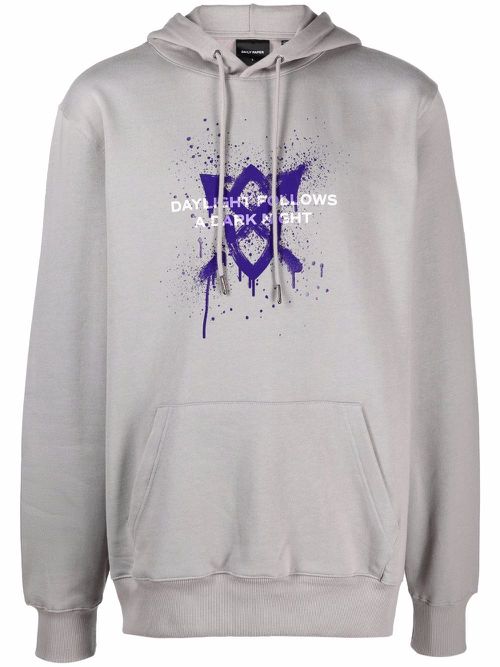 Logo-print cotton hoodie - Grey