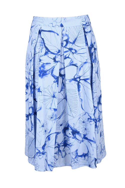 Cotton Skirt - Sky Blue/White