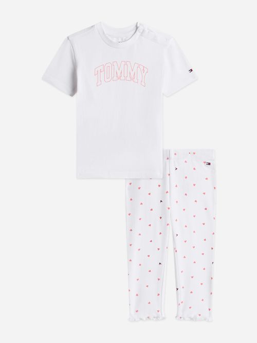 Tommy Hilfiger Baby Girls T-Shirt and Pointelle Leggings Set in White - White