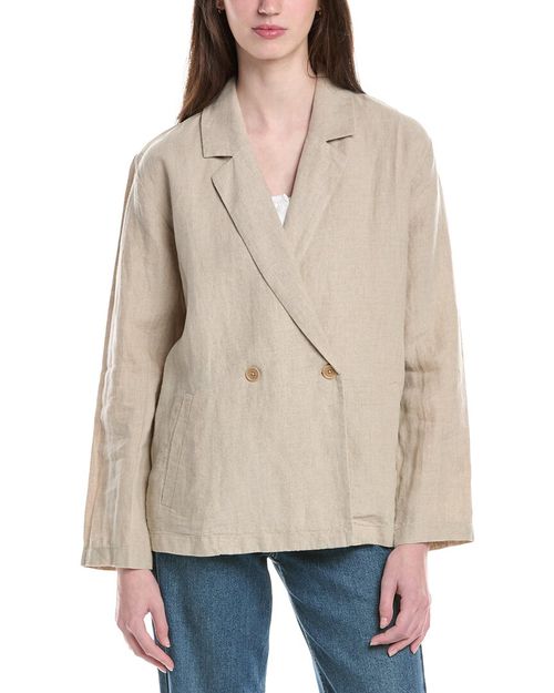 Notch Collar Linen Blazer