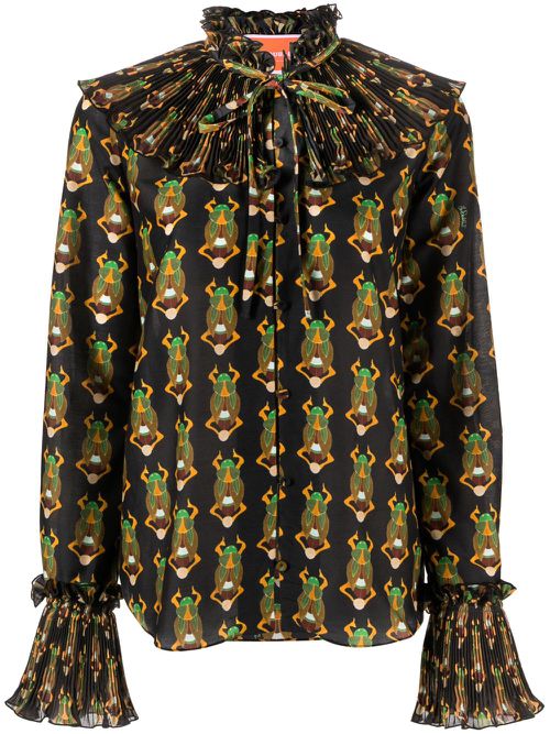 Nefertiti scarab-print habotai blouse - Black