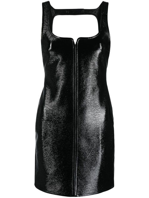 Faux-leather sleeveless mini dress - Black