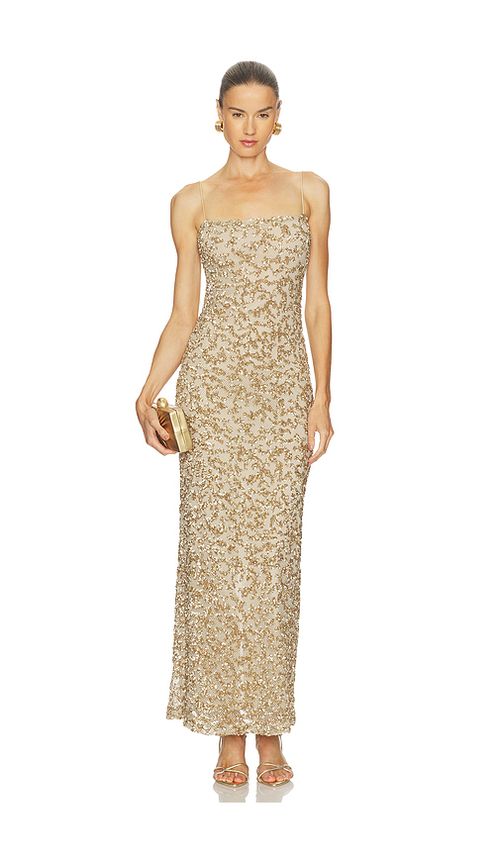 Camila Coelho Kinsley Maxi Dress in Beige. XS. Also in S