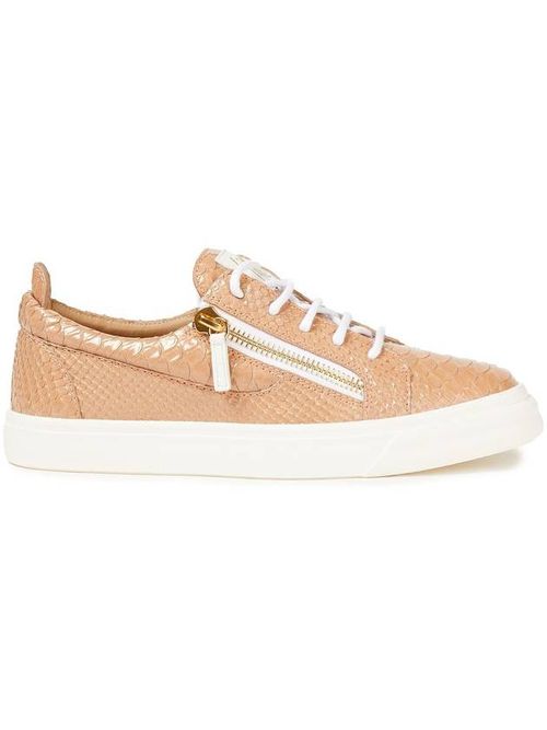 Gail snakeskin-effect leather sneakers - Orange