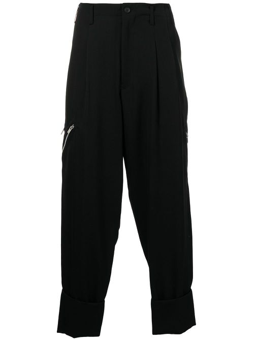 Zip-detail tailored trousers - Black