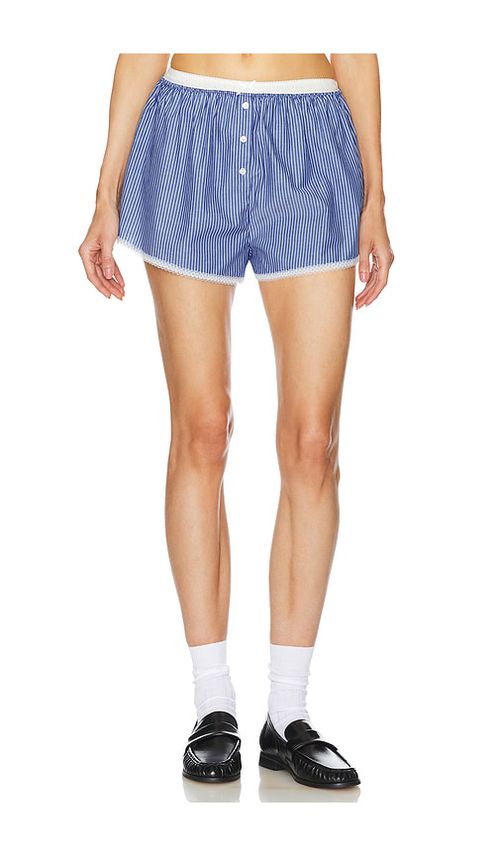 Helsa Pinstripe Poplin House Short in Multi. S. Also in