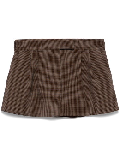 Dogtooth-pattern mini skirt - Brown