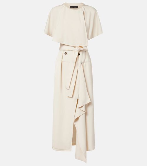 Isolde caped twill midi dress