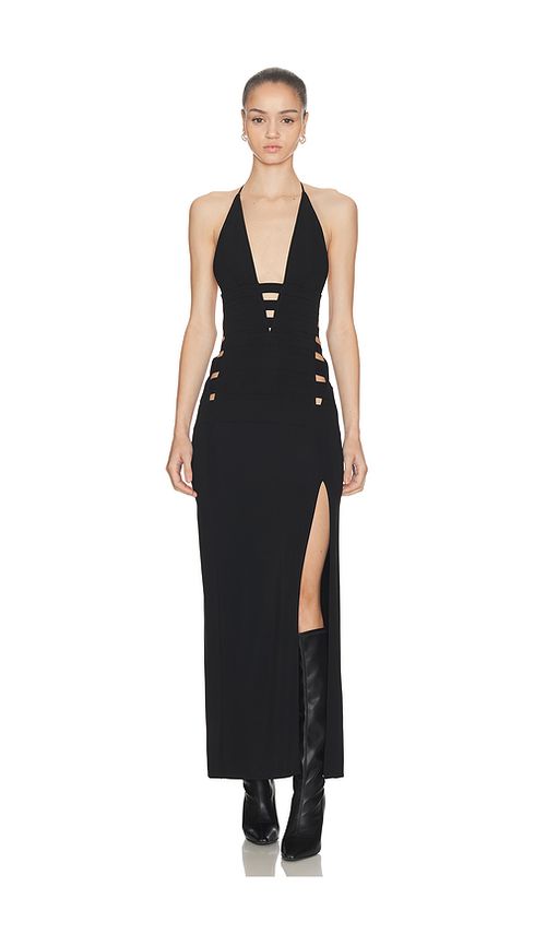 HAELO Deep-v Brace Dress in Black - Black. L also in XS, XXS