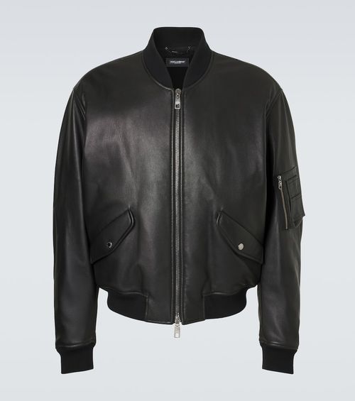Leather bomber jacket