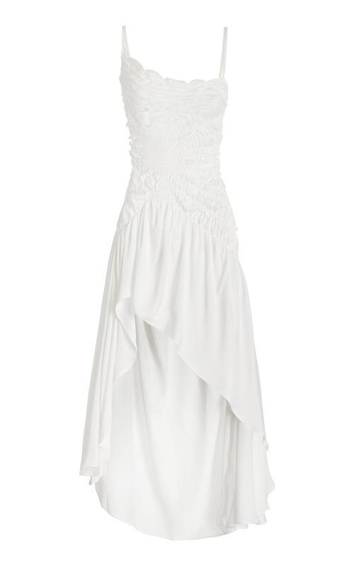 Exclusive Celestial Shirred-Satin Midi Dress - Moda Operandi