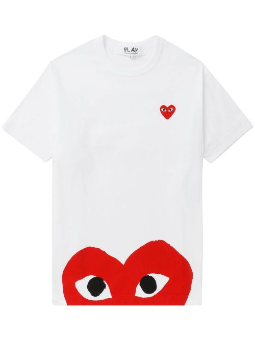 Heart-Print Cotton T-Shirt — White