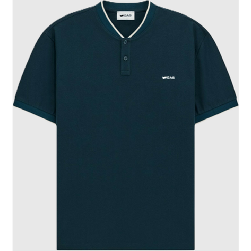 T-shirt with buttons man navy blue