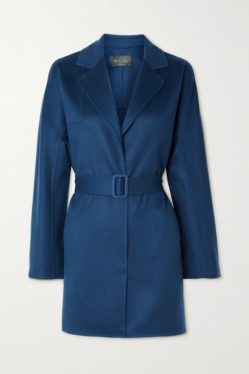 Humphrey Belted Brushed Cashmere Coat - Blue - IT40