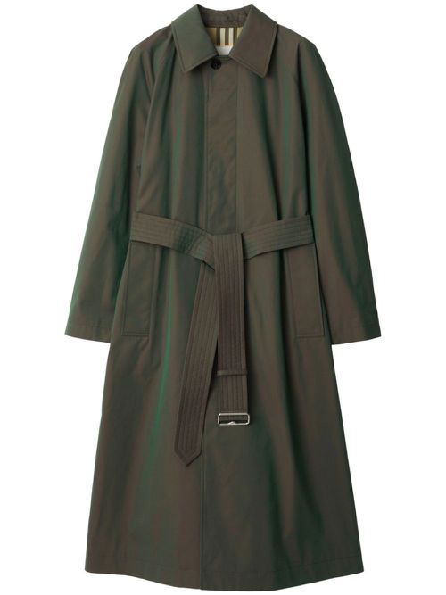 Iridescent-effect cotton trench coat - Green
