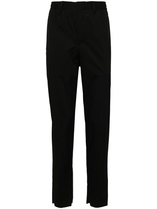 Elasticated-waistband straight-leg trousers - Black