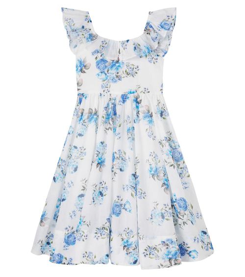 Ruffled floral cotton voile dress