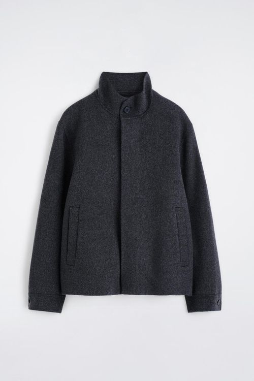 Double-Faced Wool Mock-Neck Jacket