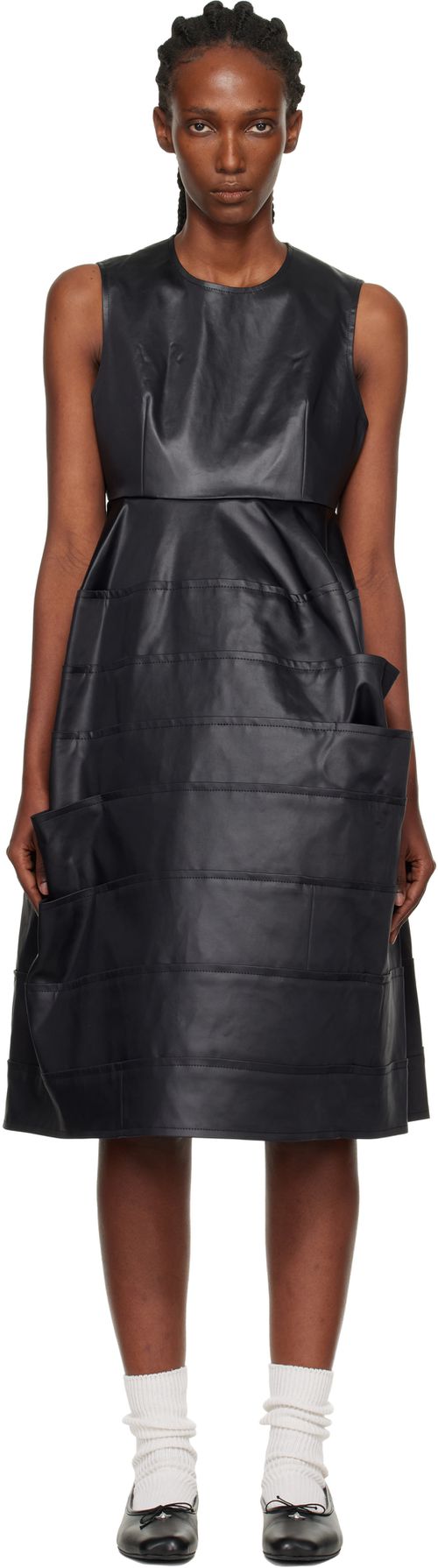 Black Satin Midi Dress