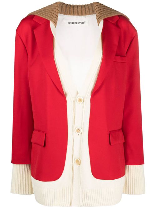 Hybrid single-breasted blazer - Red