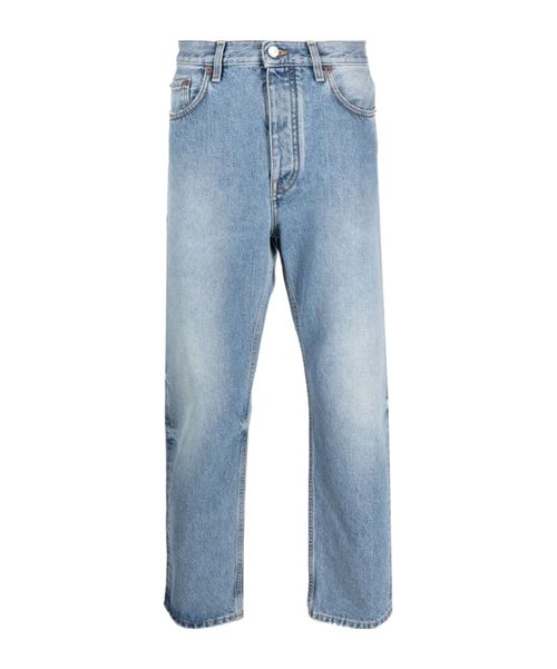 Mid-rise straight-leg jeans