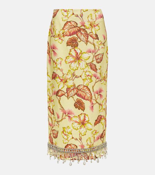 Zimmermann Matchmaker embellished linen midi skirt