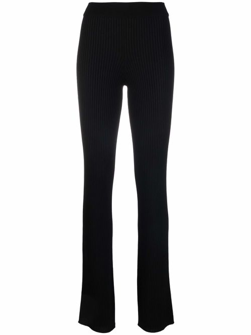 Ribbed-knit trousers - Black