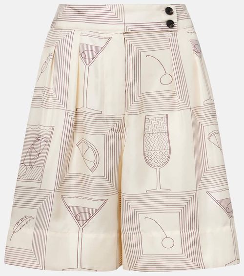 Dorin printed silk twill Bermuda shorts