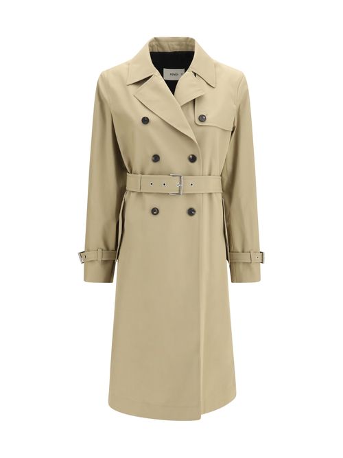 Double-Breasted Cotton Trench Coat — Beige