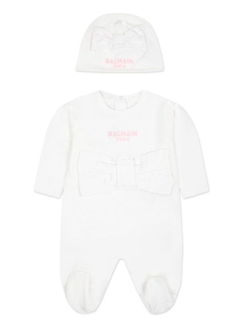 Logo-embroidered cotton babygrow set - White