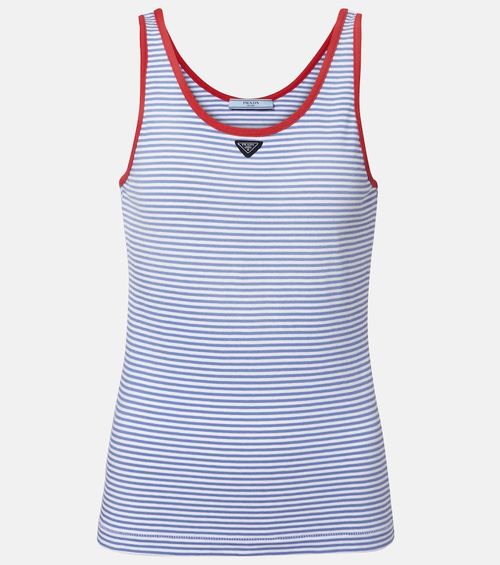 Striped cotton jersey tank top