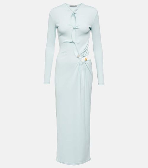 Gathered cutout jersey midi dress