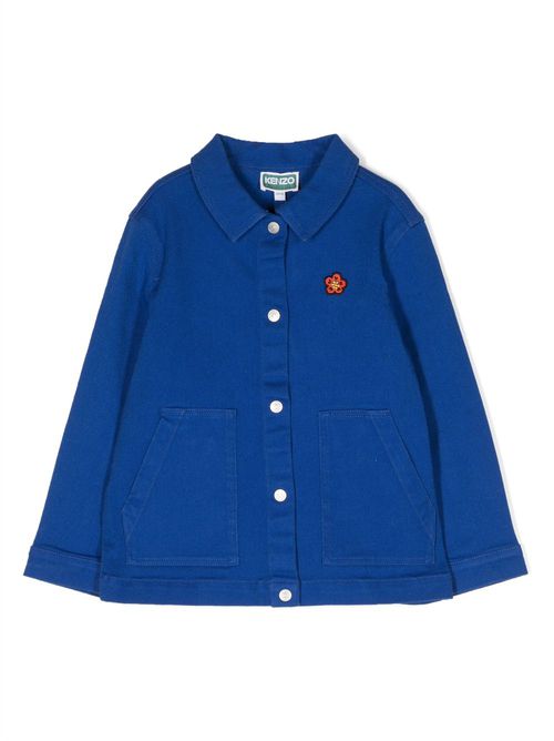 Logo-embroidered cotton jacket - Blue