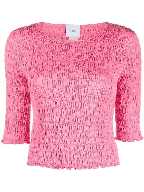 Smocked cotton T-shirt - Pink