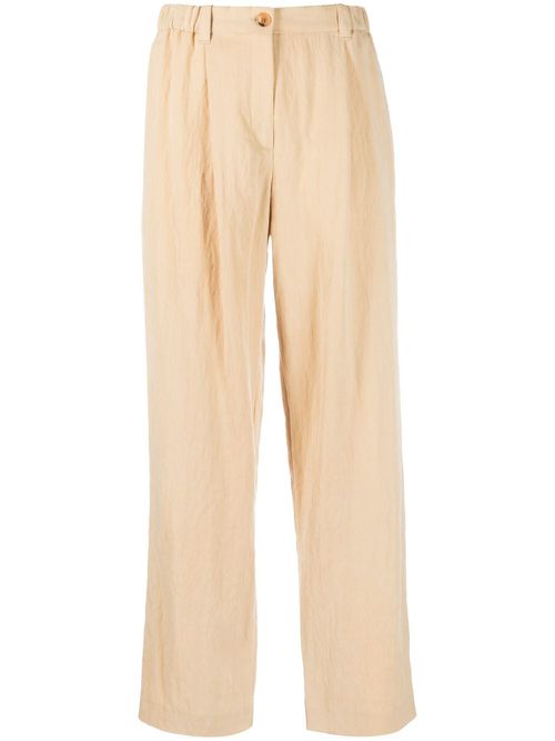 Wide-leg cotton trousers - Neutrals