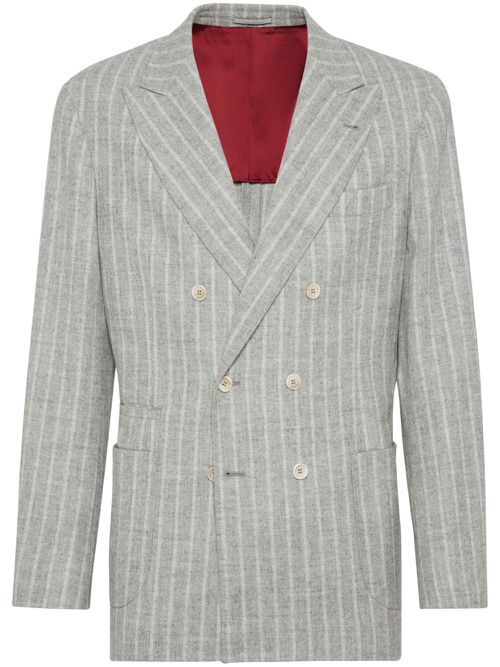 Double-breasted striped blazer - Grey