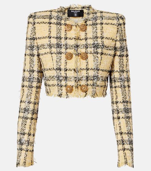 Cropped sequined tweed jacket