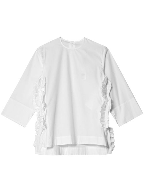 Ruffle-embellished cotton blouse - White