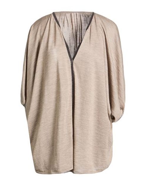 Woman Sweater Khaki Size M Cashmere, Silk, Brass