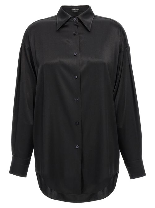 Silk Satin Blouse — Black